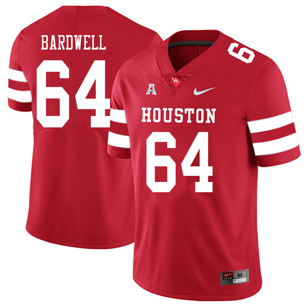 2018 Men #64 Dennis Bardwell Houston Cougars College Football Jerseys Sale-Red - Click Image to Close
